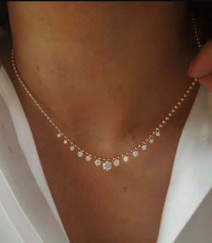 COLAR POAS PING. MOISSANITE 40CM 5MM GOLD