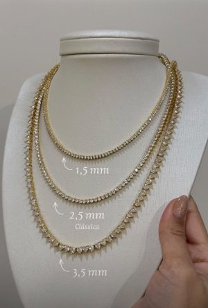 COLAR RIVIERA 3P 1,5MM CRYSTAL 45CM RODIO