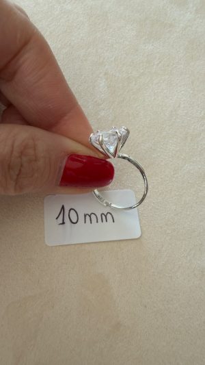 ANEL SOLITARIO 10MM ZIRCONIA PRATA - AJ