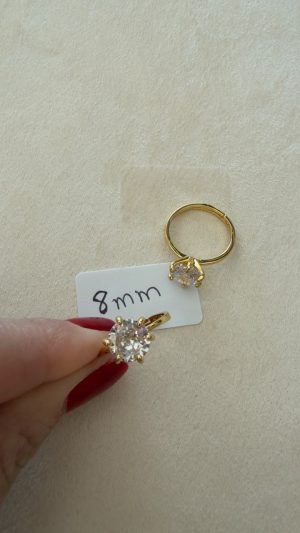 ANEL SOLITARIO 8MM ZIRCONIA GOLD - AJ